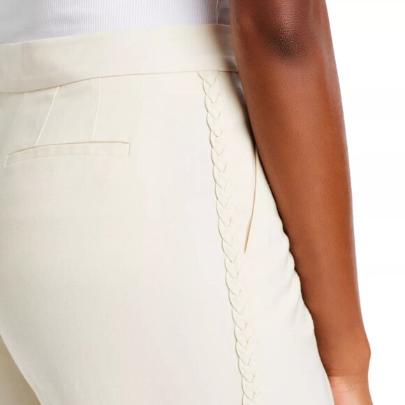 88$ T Tahari Braided Detail Wide-Leg Cropped Ankle Pants Size 6 Toasted Beige - Picture 5 of 5
